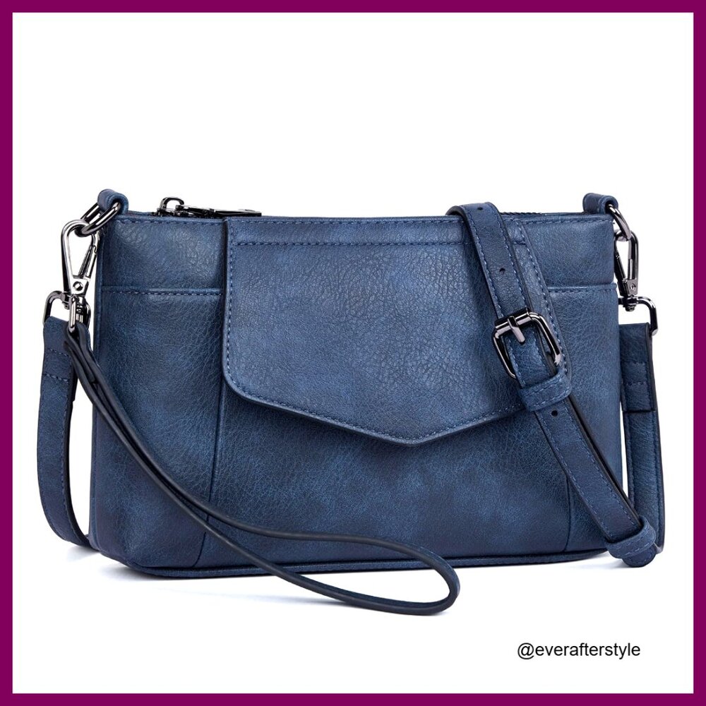 Mini Crossbody Bag Vegan Leather Wristlet Clutch Phone Wallet Adjustable Strap